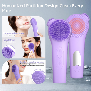 Appareil de nettoyage facial vibrant en silicone, électrique, étanche, portable, rechargeable par USB, exfoliant pour le visage, nettoyage en profondeur, utilisation à domicile - Product Image 5
