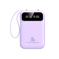 Pengisi daya portabel 20W, Bank daya kapasitas tinggi 10000mAh Logo OEM, pengisi daya 4 kabel tampilan bawaan Mini 20000mAh Bank 66W