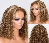 Perruque Courte Bouclée Afro-Européenne Quotidienne, Faite à la Machine, avec Dentelle Frontale, en Fibre Haute Température, Synthétique, Complète pour Femmes