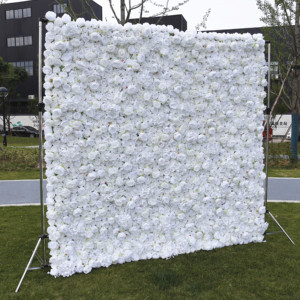 Offre Spéciale 3D blanc Rose Floral fleur artificielle mur <span class=keywords><strong>fond</strong></span> hortensia mariage décoration rouleau fleur mur saint valentin - Product Image 2