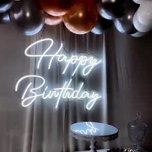 Enseigne néon LED personnalisée avec design gratuit, Joyeux Anniversaire et Décoration de fête de mariage pour bar, utilisation domestique, livraison directe disponible - Product Image 4