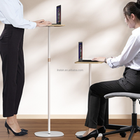 IKATAK Chariot d'ordinateur réglable en métal, support pour ordinateur portable, bureau mobile sur pied, noir/argent