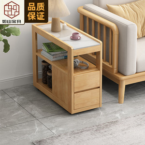 Nordic Solid Wood <b>Side</b> <b>Table</b> Faux Marble Top With Storage <b>Drawers</b> For Living Room Sofa Cabinet Coffee <b>Table</b> - Product Image 1