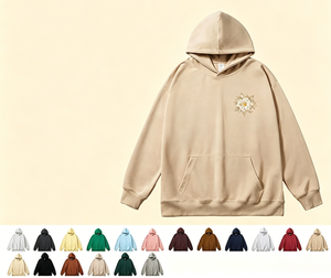 Unisex Oversized Hooded Sweatshirt 100% Cotton Fleece Floral Embroidery Front Pocket Casual Autumn Wear - Product Image 1