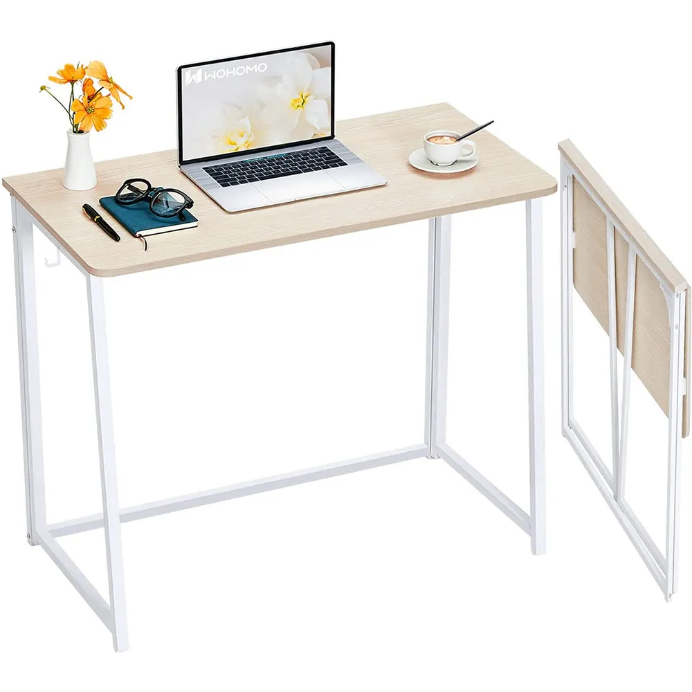 Simple Folding Computer Desk No Assembly Simple Laptop Study Writing Table Foldable Workstation for Small Space Home Offices