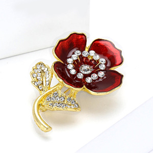 2025 Men Hoa Màu Đỏ Poppy Trâm Rhinestone Pha Lê Hoa Hợp Kim Trâm Anh Lưu Niệm Trâm Pin - Product Image 2