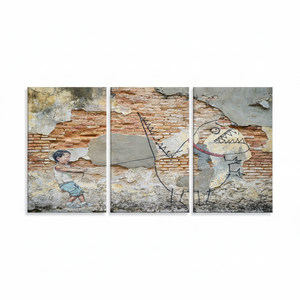 Impression sur toile moderne avec motif garçon et dinosaure - Décoration vibrante, lot de 3 toiles - Product Image 2