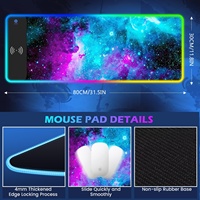 Tapis de souris sans fil avec base en caoutchouc pour PC, chargeur sans fil RGB, tapis de souris de jeu pour ordinateur, tapis de souris de jeu pour gamer pour le bureau