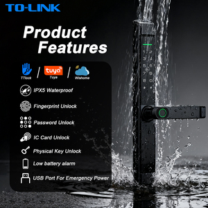 กุญแจล็อคประตูกระจกบานเลื่อนแบบดิจิตอล IP65 กันน้ำ รองรับ Tuya Wifi และ Ttlock พร้อมระบบสแกนลาย<span class=keywords><strong>นิ้ว</strong></span>มือ - Product Image 3