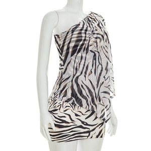 Viviblook J26ST239 Women Summer Dress <b>Set</b> <b>Sexy</b> Sheer Mesh Top Printed Dress Two Piece <b>Set</b> for Ladies - Product Image 5