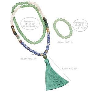 Collar de cuentas de <span class=keywords><strong>jade</strong></span> Dongling retro DAISY youf, cadena para suéter con borlas para mujer, conjunto de accesorios de pulsera larga, exclusivo - Product Image 5