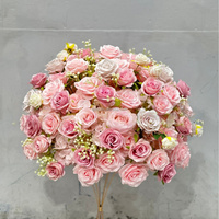 Boule de fleurs artificielles pour mariage, centre de table en mousse florale avec fleurs en soie - Décoration artisanale écologique pour intérieur/extérieur