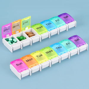 SUNSHING Rainbow Color 7 Day Weekly Pill <b>Container</b> Customizable <b>Tablet</b> Organizer Portable Travel Empty Vitamin Supplements Box - Product Image 3