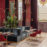 Ensemble de meubles de restaurant, canapé, mobilier d'intérieur maximaliste, suite de meubles de qualité supérieure, sièges en velours contrasté, chaise en velours rouge rubis
