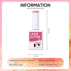 Smalto Gel Hanyi TPO Free 15ml, 36 Colori, Effetto Riflettente Flashlight, Formula Senza HEMA, Personalizzabile OEM, Glitter Laser Fai-da-Te LED UV - Product Image 6