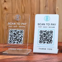 Support de paiement sans contact en acrylique personnalisé avec code QR à scanner, en forme de L, pour café