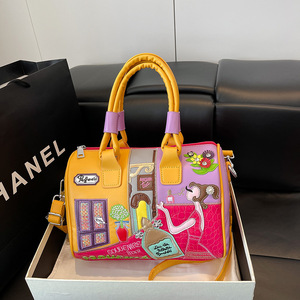 Túi xách nữ thời trang chất liệu da PU, kiểu dáng Boston, quai đơn, thêu hoa, chống nước, khó<span class=keywords><strong>a</strong></span> kéo, có dây đeo chéo, thích hợp cho mù<span class=keywords><strong>a</strong></span> đông - Product Image 2