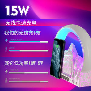 โคมไฟบรรยากาศภูเขาไฟ LED สมัยใหม่ ควบคุมผ่านแอปอัจฉริยะ พร้อมพอร์ต USB สำหรับชาร์จไร้สาย ใช้เป็นลำโพงและนาฬิกาปลุกได้ - Product Image 4