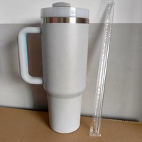 Gobelet isotherme de 40 oz avec poignée et couvercle à paille, en acier inoxydable réutilisable, pour café et eau, compatible porte-gobelet