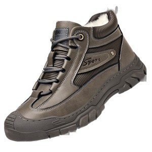Bottes Martin pour homme en cuir à bout rond, doublure en fourrure, semelle en caoutchouc, isolantes, chaussures décontractées d'hiver pour l'extérieur - Product Image 3