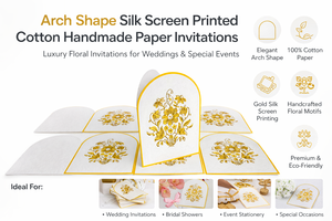 Invitations en papier coton personnalisées faites à la main, imprimées en typographie, motif floral, élégantes cartes de célébration de mariage, conifère - Product Image 6