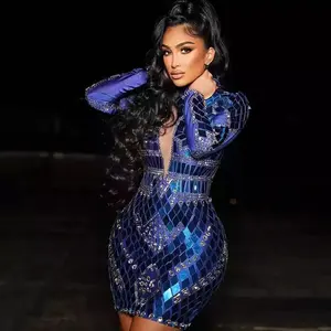 Robe de soirée à paillettes de luxe pour femmes, tenue de soirée Sexy et moulante avec strass