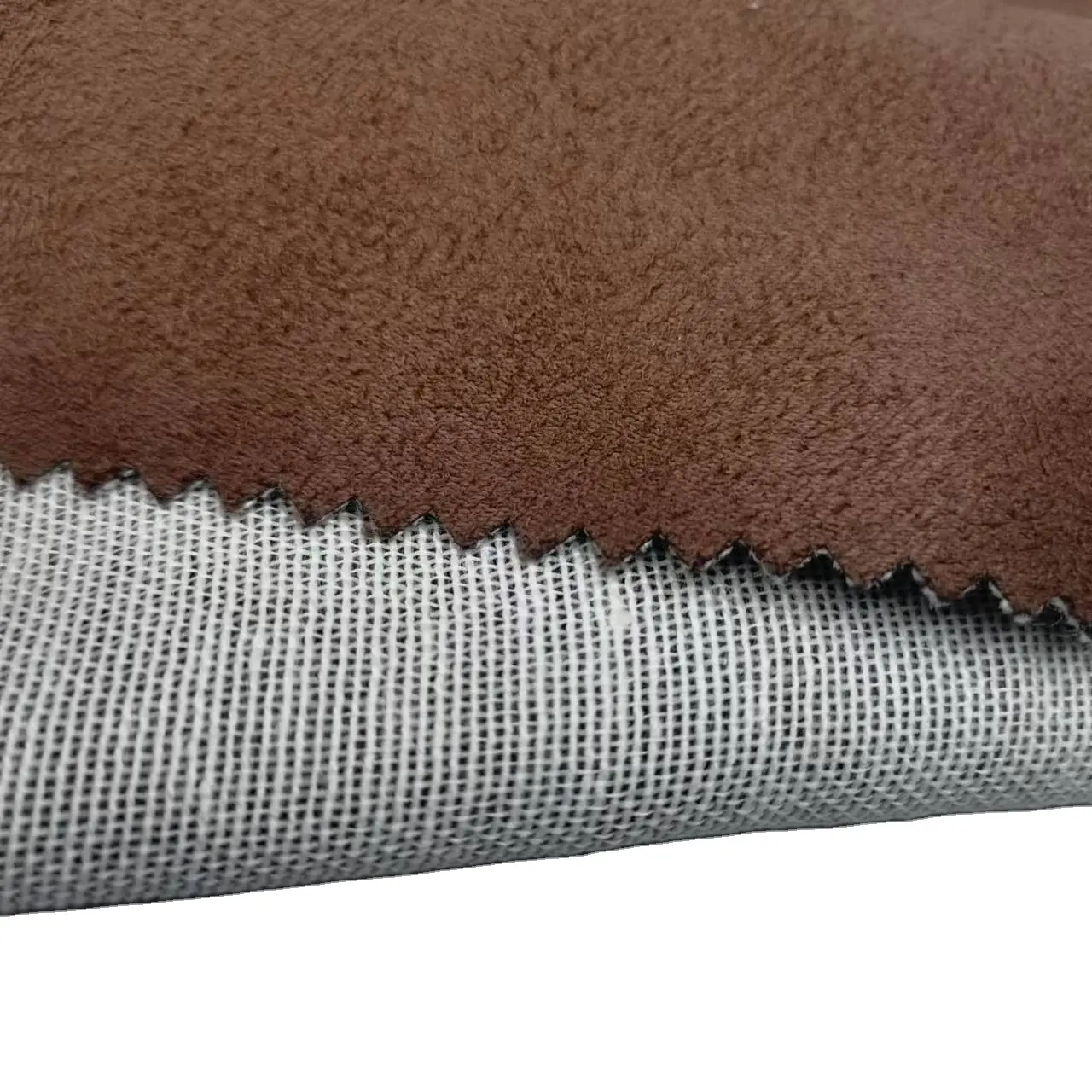 Polyester Inslag Gebonden Suede Stof Voor Jas Outdoor Kussen Schoenen Auto Sofa Bekleding Kledingstuk