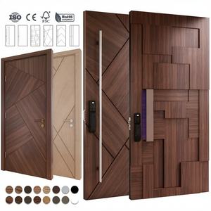 Foshan Wood Door Manufacturer Custom House Entrance Luxury Outdoor Door for Modern Villa Pivot Security Wooden Exterior Door - Product Image 3