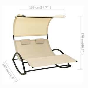 Silla de salón para 2 personas con dosel, hamaca, tumbona con 2 ruedas para patio trasero, junto a la piscina - Product Image 4