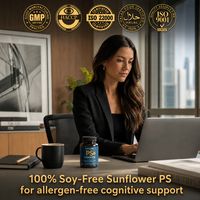 Gummies de phosphatidylsérine de tournesol sans soja de qualité supérieure 100 mg pureté 99 % Soutien mémoire et concentration Santé cérébrale Adulte Marque privée