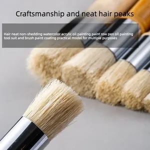 Lot <span class=keywords><strong>de</strong></span> 3/6 pinceaux professionnels à poils <span class=keywords><strong>de</strong></span> porc, tête ronde, poils durs, creux, pour <span class=keywords><strong>peinture</strong></span> à l'<span class=keywords><strong>huile</strong></span>, stylo à <span class=keywords><strong>peinture</strong></span>, pinceau plat pour l'art - Product Image 4