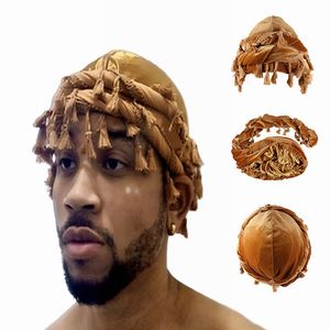 Velvet Durag Satin Doublé <span class=keywords><strong>Halo</strong></span> Turban Wraps Unique Design Tassel Beanie Turban pour Hommes et Femmes - Product Image 2