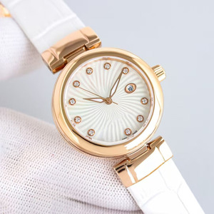 High-<b>end</b> Luxury Limited Edition Mechanical Wristwatch with Gold Dial, Leather Strap, Date Display, and Moissanite Inlay, Unisex - Product Image 3