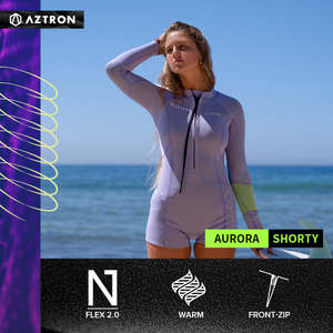 Combinaison de plongée AZTRON AURORA pour <span class=keywords><strong>femme</strong></span>, <span class=keywords><strong>shorty</strong></span> 3/2 mm, manches longues, fermeture éclair avant, combinaison intégrale, combinaison de surf, combinaison à jambes courtes - Product Image 3