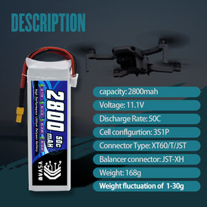 Vsvaw 3S Lipo Batterij 2800Mah 50c 11.1V Zachte Verpakking Lipo Batterij Met Xt60 Connector Voor Drone Rc Vliegtuig Helikopter Fpv - Product Image 4