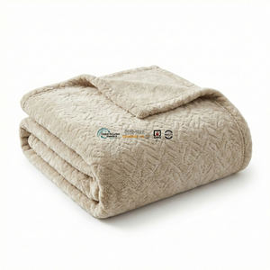 Couverture d'hôtel en jacquard 3D de luxe durable, en velours recyclé Shu, pour chambres d'hôtes écologiques - Product Image 1