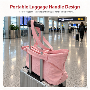 Factory Custom Logo <b>Foldable</b> <b>Shopping</b> <b>Bag</b> – Large Capacity Waterproof Nylon <b>Foldable</b> Tote Sustainability OEM/ODM - Product Image 4