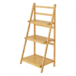 Nouveau design personnalisé à 3 niveaux <span class=keywords><strong>pliable</strong></span> cuisine salle de bain échelle en <span class=keywords><strong>bambou</strong></span> étagère de rangement - Product Image 1