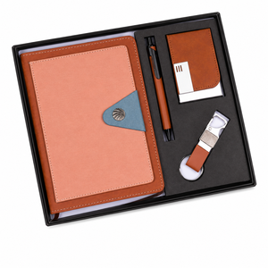 Set de Regalo Corporativo Aurelux: Agenda de Cuero Sintético Color Bronceado, Bolígrafo, Llavero y Tarjetero, para Empleados de Oficina y Kits Empresariales - Product Image 2