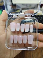 Uñas postizas al por mayor con diseño de ataúd, negras, francesas, con purpurina plateada, uñas acrílicas personalizadas con etiqueta privada
