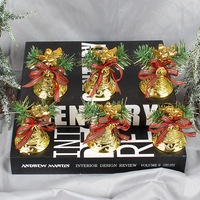 9cm en gros transfrontalier noël rouge ruban or cloche accessoires arbre de noël bricolage pendentif avec arc