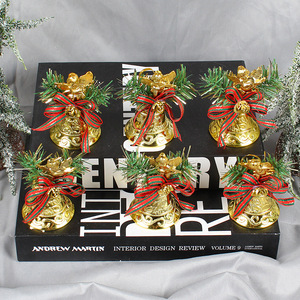 9Cm Groothandel Grensoverschrijdende Kerst Rood Lint Gouden Bell Accessoires Xmas <span class=keywords><strong>Tree</strong></span> Diy Hanger Met Strik - Product Image 2