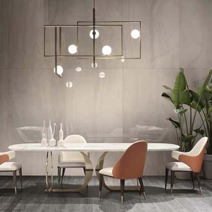 Table de salle à manger moderne en acier inoxydable avec piédestal doré Mobilier de salle à manger de luxe personnalisé - Product Image 3