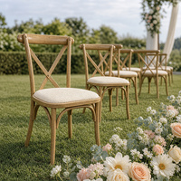 Chaise rustique empilable en bois massif MULIGNA avec dossier en X, chaise de salle à manger à dossier croisé pour mariages, événements, restaurants, banquets, hôtels, bistrots, cafés