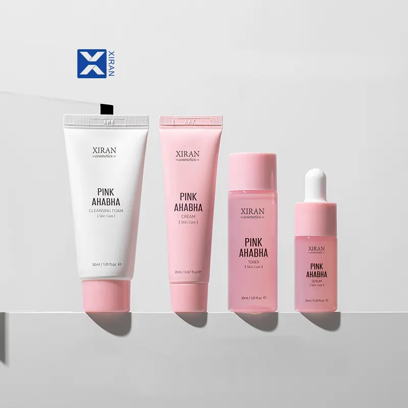 OEM All-in-one Skin Care Set with AHA BHA PHA Cleansers, Skin Toner, Serum, and Cream Claming Anti Acne Tea Tree Skin Care