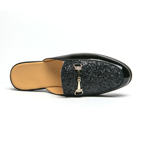 Nouveaux modèles de mocassins plats loro pour hommes, <span class=keywords><strong>mules</strong></span> à enfiler noires à paillettes brillantes, chaussures décontractées de marque à bas prix, grande taille <span class=keywords><strong>47</strong></span> - Product Image 4