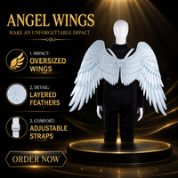 Ailes d'ange réutilisables légères aspect plume blanche, accessoire de costume pour Halloween, cosplay, carnaval, fête