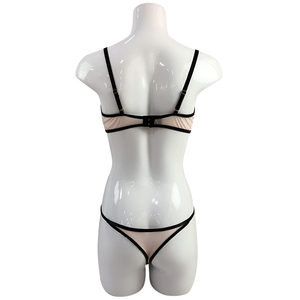 Sexy ver a través de las mujeres de malla de encaje sujetador Panty Encuadernación de cuero <span class=keywords><strong>Tanga</strong></span> traje de la ropa interior - Product Image 4