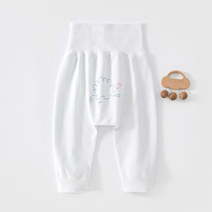 Pantalon <span class=keywords><strong>Harem</strong></span> Bébé en Coton Doux à Taille Haute avec Protection Ventrale, Imprimé Dessin Animé, Entrejambe Ample, pour Nouveau-né, Vêtement <span class=keywords><strong>de</strong></span> Nuit Quotidien - Product Image 1