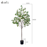 OH ARTS Décoration en plastique d'eucalyptus artificiel, branches et tiges d'eucalyptus artificielles avec pot